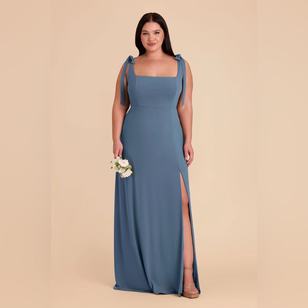 Birdy Grey Slate Blue Maxi Dress with Shoulder Ties